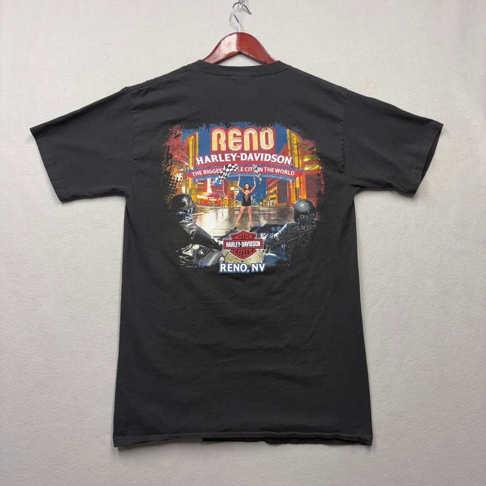 Harley-Davidson T-Shirt Mens Medium Tall Black Reno NV Graphic Nothing Replaces